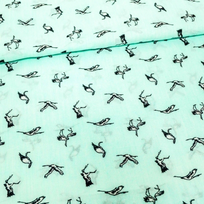 Viskose mint Storch Störche Storch Storche Storch Viskose Viskoserest Stoffschnäppchen Schnäppchen Angebot der Woche nähen Nähstoff Stoffpakete  Materialpakete Sale offer