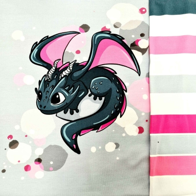 1270- Panel Smokey türkis Panel Panel Drache Smokey Jersey Kinder Panel Panel für Bodys Shirt Panel Kinderpanel S&W Stoffe Smokey
