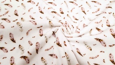 Mini Waffel Jersey Waffeljersey Waffelstoff Waffelpiket Piquet Mini Waffel mit Feder Federn Feathers Miniwaffelstoff für Babys Babykleidung Waffelpiket Babynestchen Snoozy Fabrics   Feder Federn Feathers