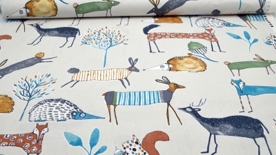 Oh my deer Hirschstoff Igelstoff Eichhörnchenstoff Waldstoff Herbst, Herbststoff, Dekostoff mit Rehen, Rehstoff  Fuchs Füchsen, Fuchsstoff, Stoff mit Fuchsdesign Stoff mit Tieren herbstlicher Stoff