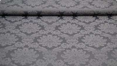 Preview: idealer Stoff für Polsterungen - Vorhänge - Dekostoff - auch für mittelalterliche Kostüme - Gewandungen - altes Jacquardmuster mit Blumendesign - Rankendesign - Vorhangstoff mit Blumenmuster Stoff mit Ornamenten dunkelgrau Barockstoff Polsterstoff dunkelg