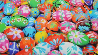 Stoff mit Ostereiern Ostereier - Osterstoff  Stoff mit Ostereier Osterstoff Osternstoff Happy Easter russische Ostereier