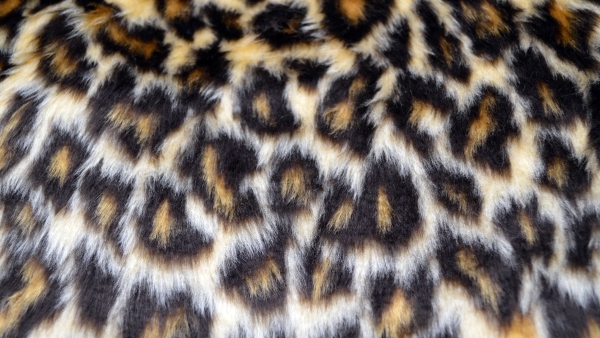 Brauner Leopardenplüschstoff "Leopold", große Flecken, Plüsch Leopard