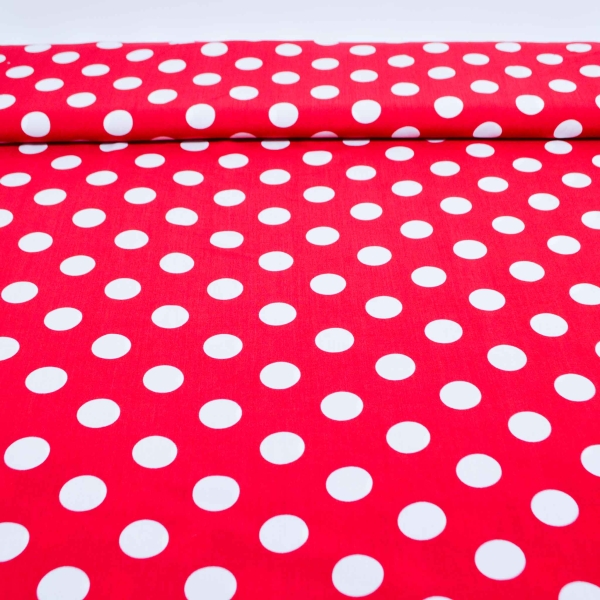 Noteboom 17219-015 Viskose Punkte rot-weiß Punkteviskose Viscose mit Punktemuster Viskosestoff rot weiße Punkte roter Viskosestoff mit weißen Punkten weich-fließender Viskose nähen selber nähen Blusenstoff nähen macht glücklich