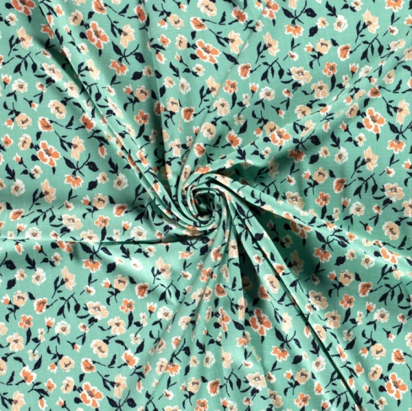 minzige Viskose Stretch Stretch Viskose mit Blumen Stretch Viskose Blümchen Blumen Viskose elastische Viskose