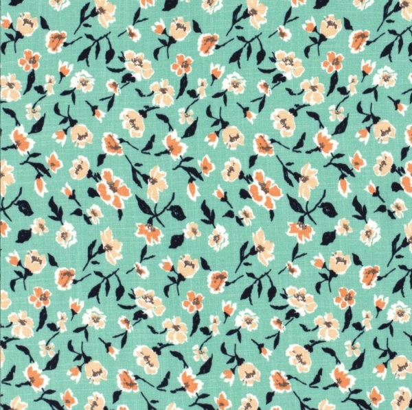 minzige Viskose Stretch Stretch Viskose mit Blumen Stretch Viskose Blümchen Blumen Viskose elastische Viskose