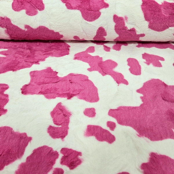 Fellimitat Kuh Design Kunstfell Kuh pink-weiß kuschliges Fellimitat in pink Kuh