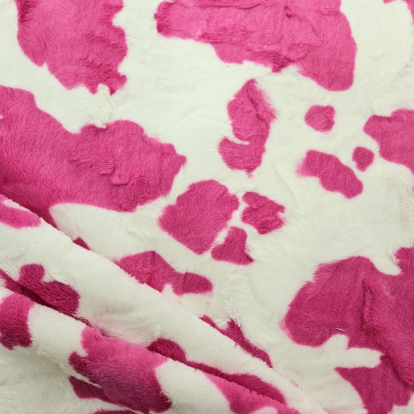 Fellimitat Kuh Design Kunstfell Kuh pink-weiß kuschliges Fellimitat in pink Kuh
