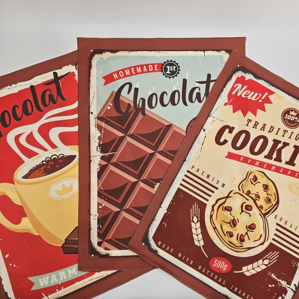 Geschirrtuchset 3 Motive zum selbernähen Motiv Chocolate - Schokolade