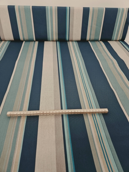 türkis gestreifte Markise Markisenstoff gestreift türkis grau Outdoor türkis gestreift Outdoor Teflon Dralon Outdoor Strandkorbstoff Outdoorstoff Outdoor teflonbeschichtet Teflonbeschichtung, Dralon Balkon