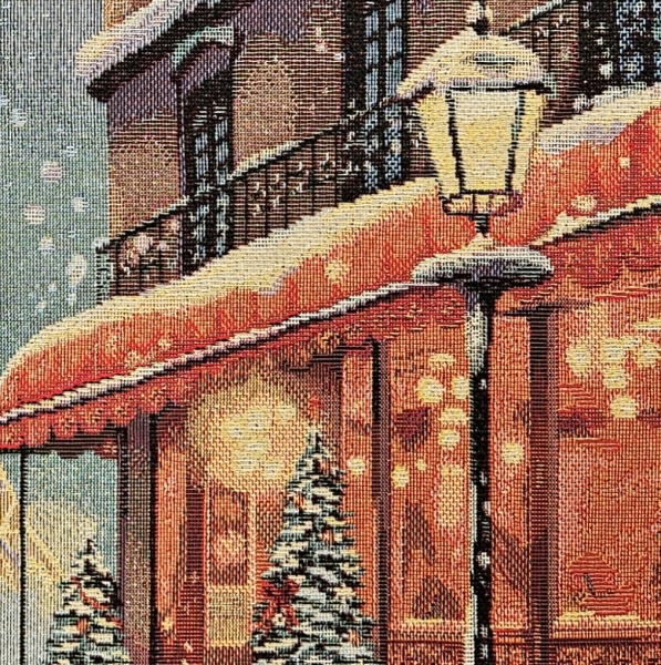 Gobelin Panel Paris im Winter mit goldenem Schimmer Weihnachtsstoff ca 47x47cm