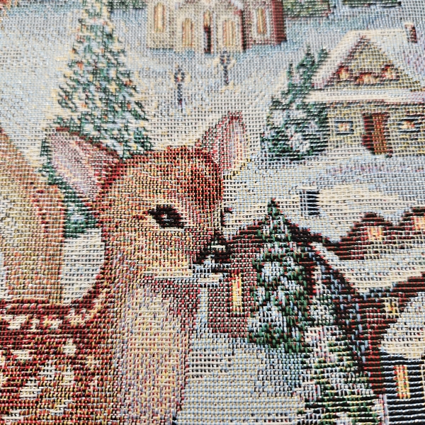 Gobelin Panel Reh mit Kitz ca. 47x47 cm mit silbernem Schimmer