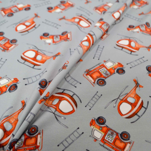 Feuerwehr Löschfahrzeug Feuerwehrauto Helikopter Baumwolljersey Kinderjersey Kinderjersey Feuerwehr Löschfahrzeug Feuerwehrauto Helikopter