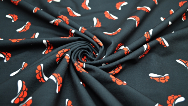 Eigenproduktion Deco-Line Bollenhut Masken Bollyhood Infinity-Line Maskenstoff  Bollenhüte Bollenhut Design Schwarzwald Design Stoff mit Bollenhüten Bollenhutstoff nähen Trevira-Bioactive Stoff für Mundschutzmasken