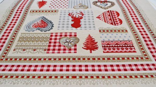 Landhaus Gobelin Panel im Landhausstil mit Herzen und Hirsch  im Landhausstil Alpenstil, Schwarzwaldstoff, Landhaus Landhausstil PanStoffpanel Gobeline  Landhausstil, Landhausstoff, Dekostoff im Landhausstil