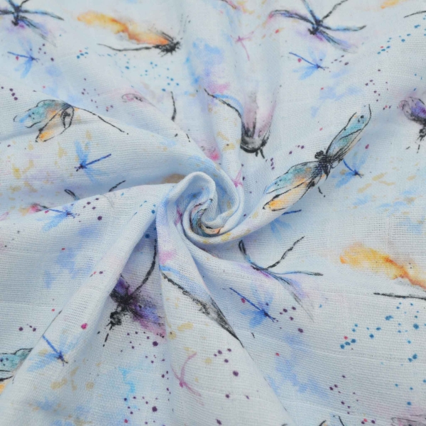 Musselin Double Gauze mit Libellen in rosa und hellblau pastell  Musselin mit Libellen Sommermusselin sommer Sommerstoff für Mädchenkleider Spuckwindel leichte Loops Sommerschal  Stoffset Musselinstoff Musselin mit Erdbeeren Walderdbeeren auf Musselin   S