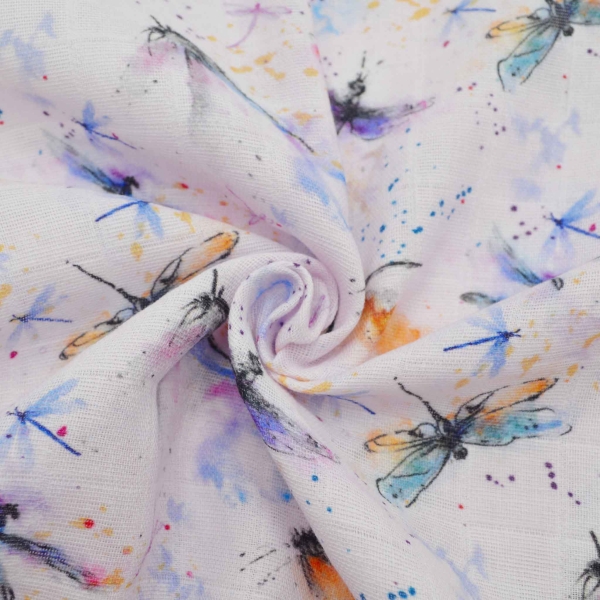 Musselin Double Gauze mit Libellen in rosa und hellblau pastell  Musselin mit Libellen Sommermusselin sommer Sommerstoff für Mädchenkleider Spuckwindel leichte Loops Sommerschal  Stoffset Musselinstoff Musselin mit Erdbeeren Walderdbeeren auf Musselin   S