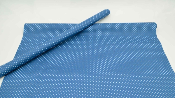 blaue Minipunkte Punkte beschichtet blau Baumwollstoff beschichtet - Baumwollstoff versiegelt beschichteter Baumwollstoff Tischdeckenstoff beschichtet Tischdeckenstoff abwaschbar abwaschbarer Tischdeckenstoff beschichtet  beschichtete Baumwolle blau