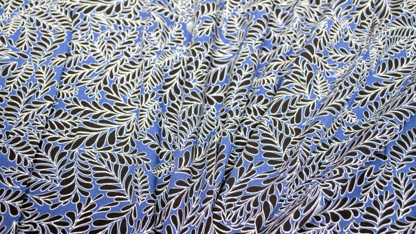 Noteboom 16316-006 Mimose Mimoseblätter Blätter der Mimose Mimosenstoff Viskose Blätter Mimosenblatt Blattstoff Viscose mit Blättermuster  Stoff blaue Viskose blauer Viskosestoff weich-fließender Viskose nähen selber nähen Blusenstoff nähen macht glücklic