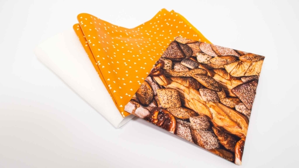 1126-Bread Poppy DIY DIY NÄHSET mit Brotstoff Brotkörbchen selber nähen Utensilo Utensilo für Brotkörbchen  Set  Frühstück DIY nähen do it yourself  Utensilo Brotkorb selber nähen Materialset zum Selbernähen beschichtete Baumwolle