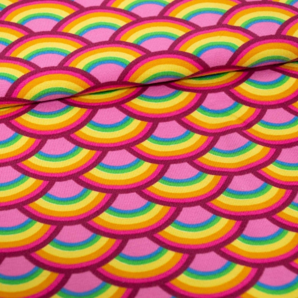 rosa Rainbows pink Regenbogen Regenbögen Rainbow rainbow Regenbogenersey rosa pink Regenbogen Regenbogen Kinderjersey Jerseyn Kinderjersey Regenbogenfarben pinker Jersey für Babys Jerseystoff Baumwolljersey Regenbogen