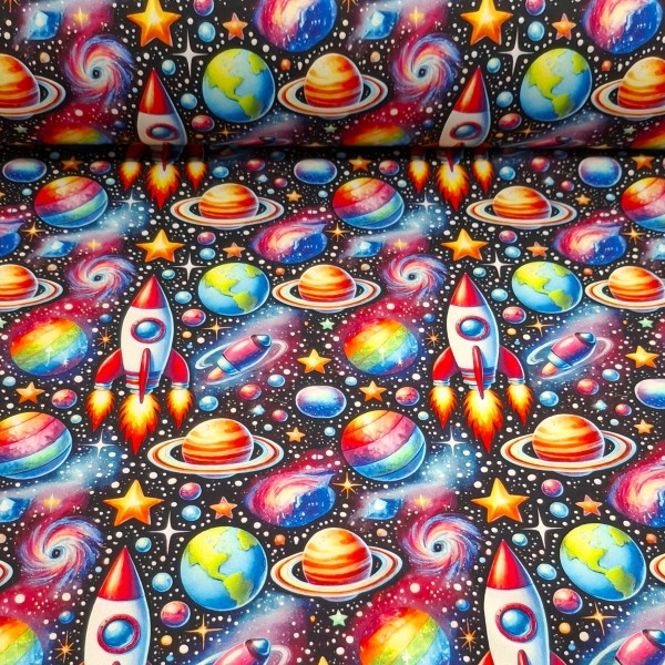Kinder Softshell mit buntem Galaxy Design für Jacken und Hosen