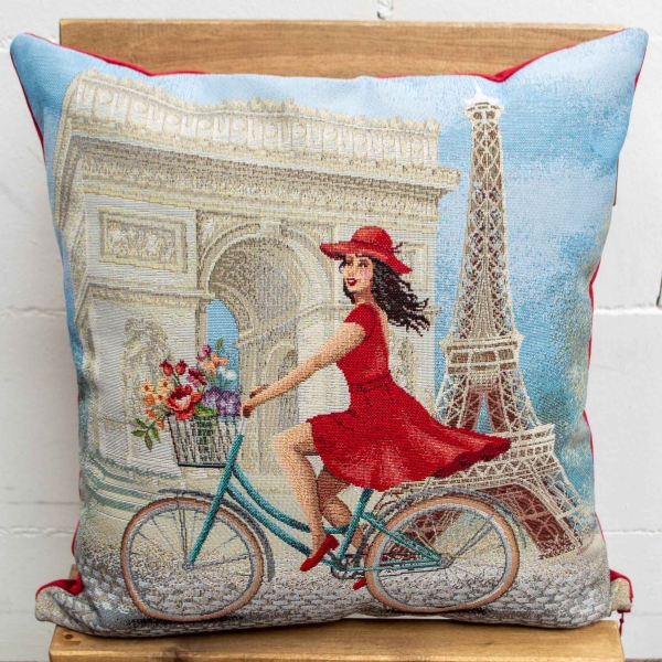 1243 - Nähset Paris beige Set Panel Gobelin Panel Paris Kissen DIY Kissennähset Paris Eifelturm Nähset für Kissen Set Paris Fahrrad Kissenpanel Kissen Panel Gobelin Paris