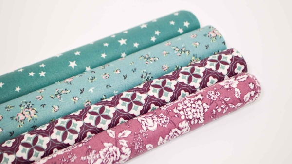 beschichtete Baumwolle Kreise beschichteter Stoff lila violette mint beschichteter Stoff Polyurethan Josette