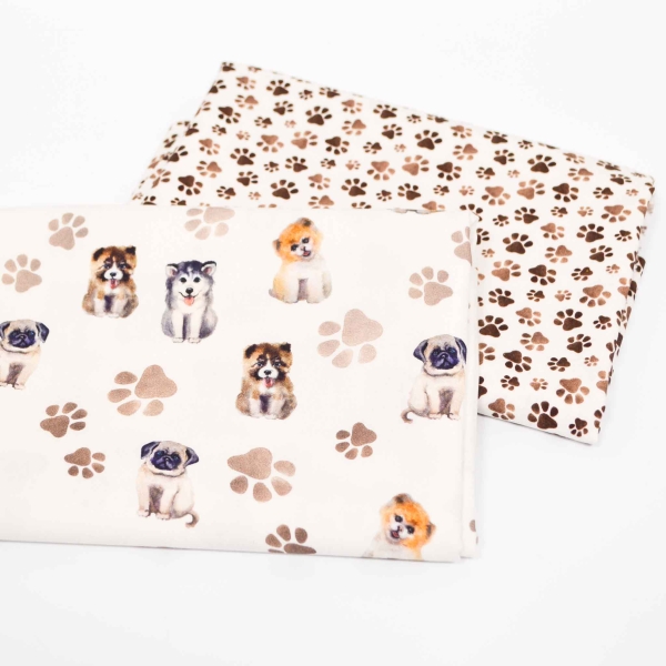 Stoffset Dogs Stoffset mit Hunden und Pfoten Stoff Hunde Hundestoff Pfotenstoff Tatzen Hundepfoten Hund Hunde Tazten Pfoten Baumwollsets Nähsets Materialset Kombistoff  Baumwolle