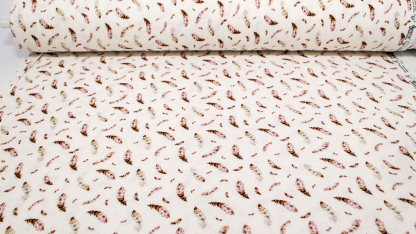 Mini Waffel Jersey Waffeljersey Waffelstoff Waffelpiket Piquet Mini Waffel mit Feder Federn Feathers Miniwaffelstoff für Babys Babykleidung Waffelpiket Babynestchen Snoozy Fabrics   Feder Federn Feathers