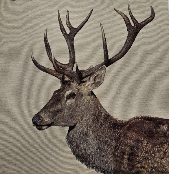 Gobelin Hirsch Gobeline Panel mit Hirsch Hirschsilhouette Hirschbüste für Kissen Tapisserie Wandpanel Wandbehang  Panel Gobelin Landhaus modern Landhausstil
