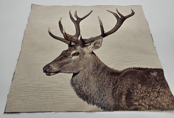Gobelin Hirsch Gobeline Panel mit Hirsch Hirschsilhouette Hirschbüste für Kissen Tapisserie Wandpanel Wandbehang  Panel Gobelin Landhaus modern Landhausstil