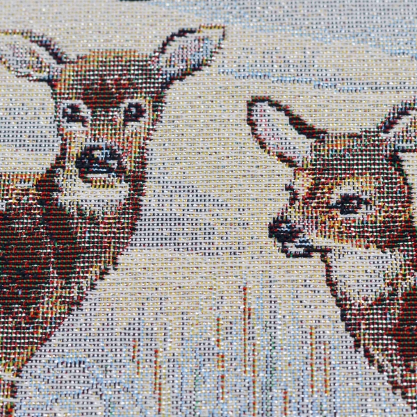 Winterpanel Bambi Rehkitz Schnee Gobeline Panel Gobeline Winterlandschaft Panel mit Lurex Panel