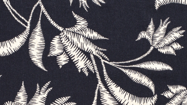 NONL Noteboom 15235/008 navy Leinen mit Blättern en Blumen Leinen maritimes Halbleinen Leinen Viskose Gemisch mit Blumen gestreift  Halbleinen in Navy  marines Leinengemisch mit Blätter Leinen  Blätterstoff aus Leinen navy blue maritim