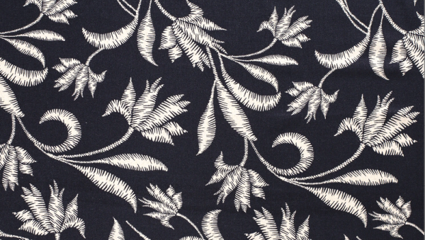 NONL Noteboom 15235/008 navy Leinen mit Blättern en Blumen Leinen maritimes Halbleinen Leinen Viskose Gemisch mit Blumen gestreift  Halbleinen in Navy  marines Leinengemisch mit Blätter Leinen  Blätterstoff aus Leinen navy blue maritim