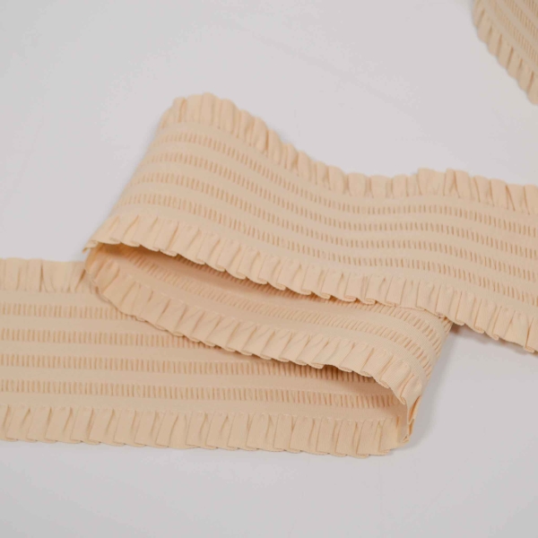 beiger Ziergummi breit 10 cm breiter Gummi beige Ziergummi Rüschengummi Rüschen  Gürtelgummi Ziergummi gerafft gesmokt gerüschter Gummi gerafft  Ziergummi breit Gummi beige