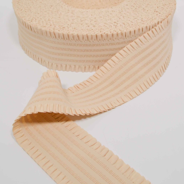 beiger Ziergummi breit 10 cm breiter Gummi beige Ziergummi Rüschengummi Rüschen  Gürtelgummi Ziergummi gerafft gesmokt gerüschter Gummi gerafft  Ziergummi breit Gummi beige