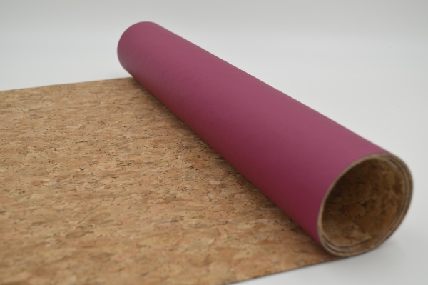 echter Kork mit dunkelm Pinkem Kunstleder Fuchsia Polsterkunstleder mit Kork zweiseitiger Kork mit Polsterkunstleder Kunstleder fuchsia mit Naturkork Korkstoff Naturkork mit Kunstleder fuchsia dunkles pink 40-5544