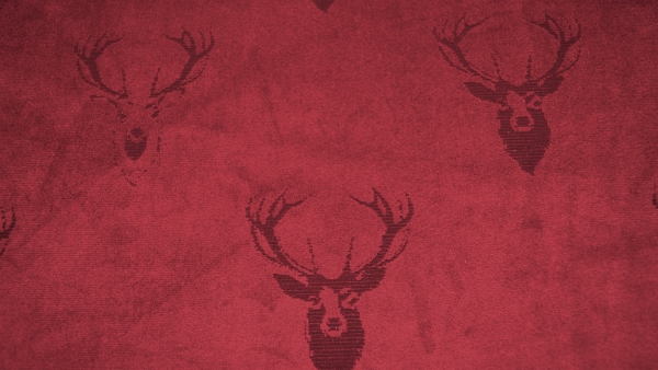 Möbelstoff mit Hirschköpfen,  Polsterstoff, gelasert,  Samtstoff rosa, altrosa, rose, schimmernd Hirsch, Möbelbezugsstoff mit Hirschen , Schwarzwald, Schwarzwaldstoff