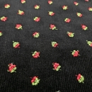 Schwarzer Feincord bestickt bestickter Cordstoff Trachtenstoff Cord bestickt