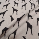 1341-Giraffe Giraffe  Baumwolle Leinenoptik Half Panama Halbpanama Giraffe Giraffenstoff  Stoff mit Giraffen schwarze Giraffe schwarz Giraffen Dekostoff Afrika Stoff