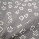 Landhausstil grauer Edelweiß Stoff mit Edelweiss grauer Jacquard Jacquardstoff im Landhaus Landhausstoff mit grauen Edelweiß grau