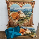 1359-Nähset Kuh Petrol Set Panel Roller Gobelin Panel mit Roller Hippy Make Love not War Kissen DIY Kissennähset Moosgrün Nähset für Kissen  Set Kissenpanel Kissen Panel Gobelin Landhausstil Alpenstil, Schwarzwaldstoff, Landhaus Landhausstil Panel Panel m