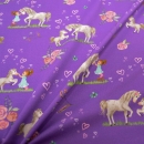 lila Pferdestoff Pferdeliebe Pferdejersey lila Pferde Pferd Baumwolljersey mit Pferden Jersey Kinderjersey lila Kinderjersey Pferde Pferd