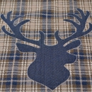 Gobelin Hirsch Jeans Stoff mit Hirsch Karos Hirschstoff Dekostoff mit Hirsch Gobeline Panel mit Hirsch Hirschsilhouette Hirschbüste für Kissen Tapisserie Wandpanel Wandbehang  Panel Gobelin Hirsch