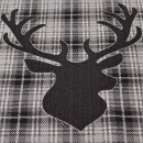 Gobelin Hirsch Schwarz Stoff mit Hirsch schwarz Karos Hirschstoff Dekostoff mit Hirsch Gobeline Panel mit Hirsch Hirschsilhouette Hirschbüste für Kissen Tapisserie Wandpanel Wandbehang  Panel Gobelin Hirsch