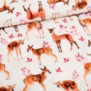 Reh Musselin beige Rehkitz Rehlein rosa Musselin mit Reh Muselin altrosa rosa Double Musselin Reh Rehe  Gauze Gaze Mullwindelstoff Musselin Musselin Double Gauze Rehlein